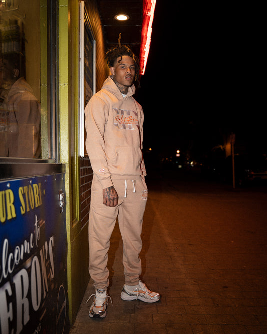 R&R Cuffed Sweatsuit - Tan/Orange